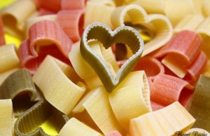 Pasta con forma de corazon